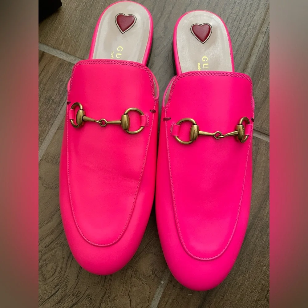 Gucci Hot Pink 37 1/2 Princetown Mules - Picture 7 of 16